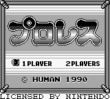 Pro Wrestling title screen for GameBoy